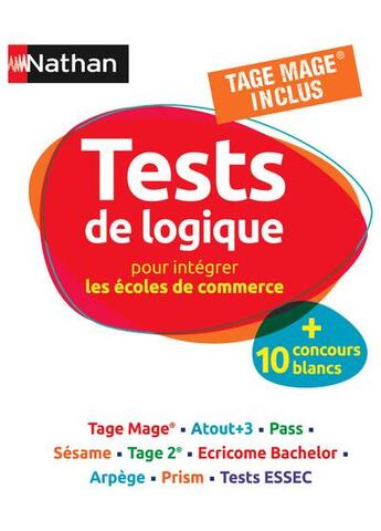 Couverture du livre « Tests de logique pour préparer les écoles de commerce » de  aux éditions Nathan