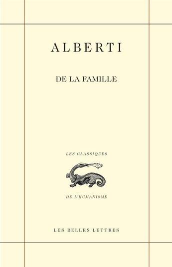 Couverture du livre « De la famille » de Alberti aux éditions Belles Lettres