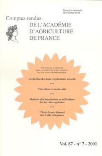 Couverture du livre « Les herbicides dans l'agriculture actuelle. viticulture et modernite. maitrise des inondations... (c » de  aux éditions Lavoisier Diff