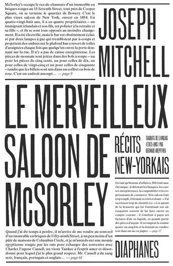 Couverture du livre « Le merveilleux saloon de McSorley ; récits new-yorkais » de Joseph Mitchell aux éditions Diaphanes