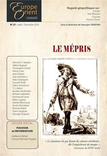 Couverture du livre « Le mepris - e&o n 27 » de V. Sirapian S/Dir aux éditions Sigest