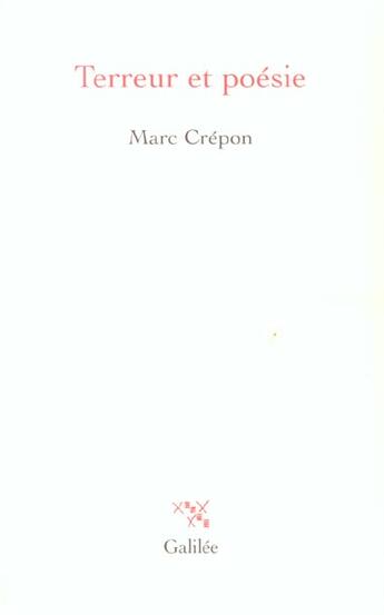 Couverture du livre « Terreur et poesie » de Marc Crepon aux éditions Galilee