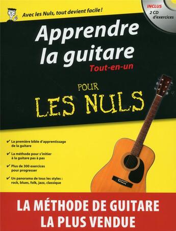 Couverture du livre « Apprendre la guitare ; tout-en-un pour les nuls » de Mark Phillips et Antoine Polin et Jon Chappell aux éditions First
