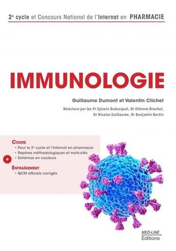 Couverture du livre « Pharmacie immunologie cours entrainement » de Valentine Clichet aux éditions Med-line