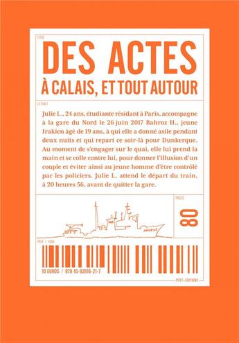 Couverture du livre « Des actes, à Calais et tout autour » de  aux éditions Post