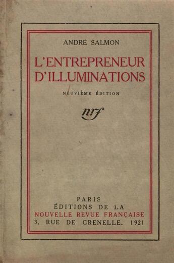 Couverture du livre « L'entrepreneur d'illuminations » de Andre Salmon aux éditions Gallimard