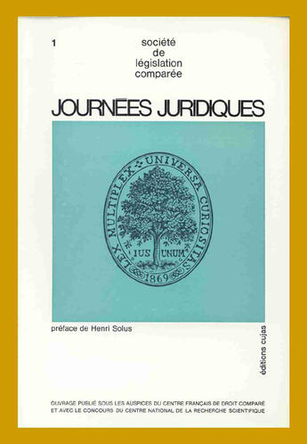 Couverture du livre « Journées juridiques t.1 » de Henri Solus aux éditions Cujas