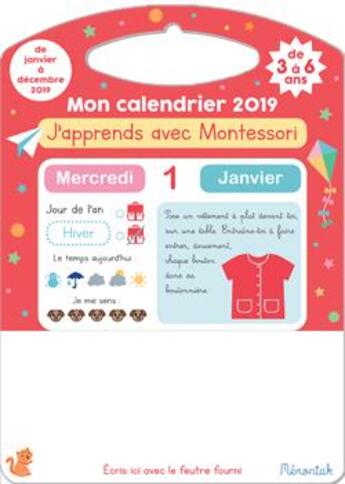 Couverture du livre « J'apprends avec montessori mon calendrier memoniak 2019 » de Boudaille-Lorin S. aux éditions Editions 365