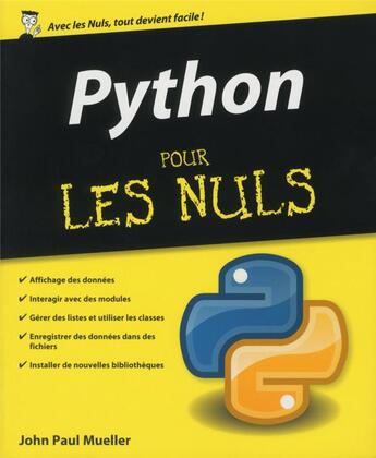 Couverture du livre « Python pour les nuls » de John Paul Mueller aux éditions First Interactive