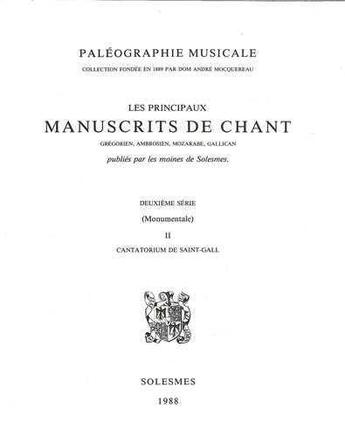 Couverture du livre « Cantatorium saint gall 359 » de  aux éditions Solesmes