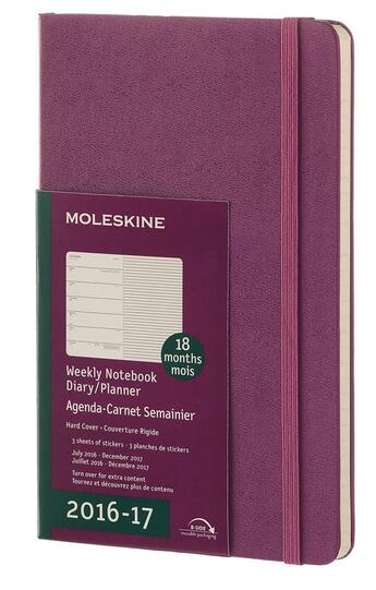 Couverture du livre « Agenda 18 mois ; semainier 2016-17 grand format violet couverture rigide » de  aux éditions Moleskine