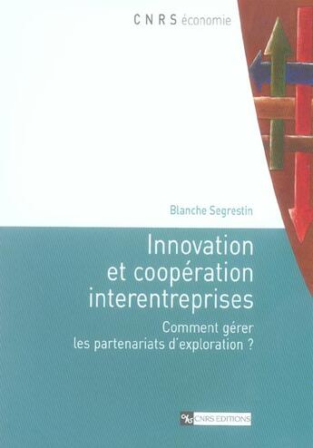 Couverture du livre « Innovation et cooperation interentreprises » de  aux éditions Cnrs