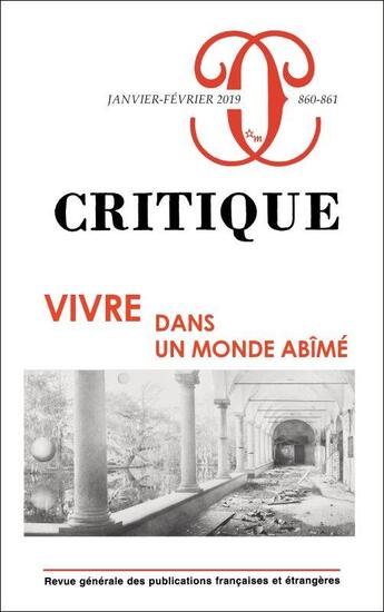 Couverture du livre « Critique 860 861 » de  aux éditions Minuit