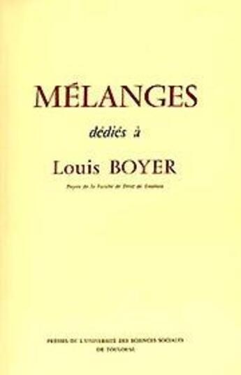 Couverture du livre « Mélanges dédiés à Louis Boyer » de  aux éditions Putc