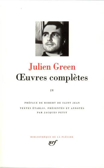 Couverture du livre « Oeuvres complètest.4 » de Julien Green aux éditions Gallimard