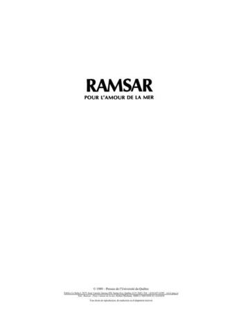 Couverture du livre « Ramsar ; pour l'amour de la mer » de Robert Michaud aux éditions Presses De L'universite Du Quebec