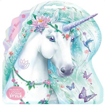 Couverture du livre « Licorne style ; ma pochette créative ; licorne des fleurs » de Christine Alcouffe aux éditions Play Bac