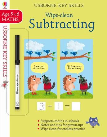 Couverture du livre « Wipe-clean ; subtracting ; key skills ; age 5 to 6 » de Bathie Holly et Maddie Frost aux éditions Usborne