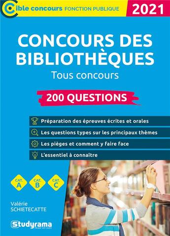 Couverture du livre « Concours des bibliotheques.tous concours (édition 2020/2021) » de Valerie Schietecatte aux éditions Studyrama