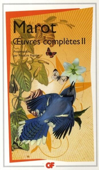 Couverture du livre « Oeuvres complètes Tome 2 » de Clement Marot aux éditions Flammarion