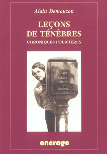 Couverture du livre « Lecons de tenebres » de Alain Demouzon aux éditions Belles Lettres