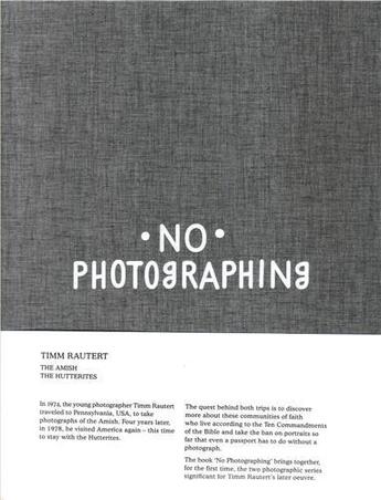 Couverture du livre « Timm rautert no photographing » de Rautert Timm aux éditions Steidl