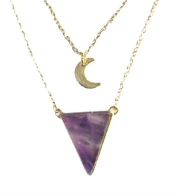 Couverture du livre « Collier amethyste triangle et lune chaine doree » de  aux éditions Dg-exodif