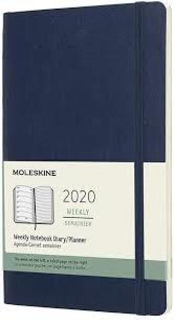 Couverture du livre « Agenda 2020 semainier grand format bleu saphir souple » de Moleskine aux éditions Moleskine