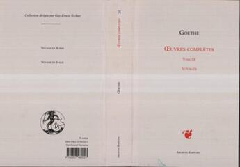 Couverture du livre « Oeuvres complètes t.9 ; voyages » de Johann Wolfgang Von Goethe aux éditions Kareline