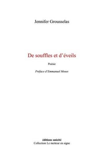 Couverture du livre « De souffles et d'éveils » de Jennifer Grousselas aux éditions Unicite