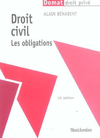 Couverture du livre « Droit civil : les obligations, 10eme edition (10e édition) » de Alain Benabent aux éditions Lgdj