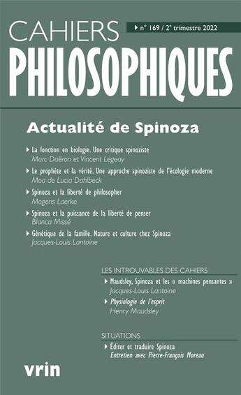 Couverture du livre « Actualite de spinoza » de Lantoine/Moreau aux éditions Vrin