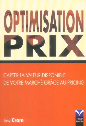 Couverture du livre « Optimisation prix » de Tony Cram aux éditions Pearson