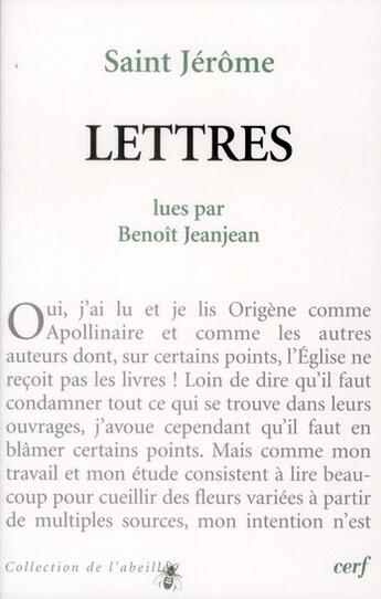 Couverture du livre « Lettres de Saint Jérôme » de Jeanjean Jean aux éditions Cerf