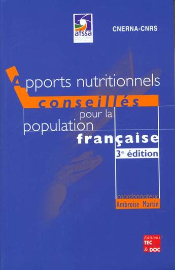 Couverture du livre « Apports nutritionnels conseilles pour la population francaise (3e édition) » de Martin Ambroise aux éditions Tec Et Doc