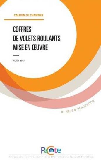 Couverture du livre « Coffres de volets roulants mise en oeuvre » de  aux éditions Sebtp