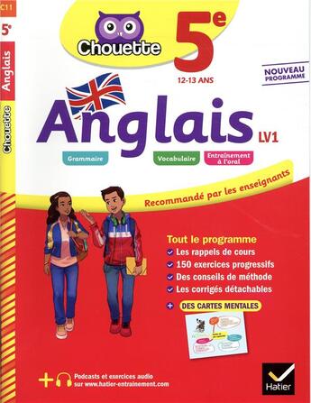 Couverture du livre « Chouette entrainement - 11 - anglais 5e - lv1 (a1+, a2) - cahier d'entrainement et de revision » de Nemni-Nataf Nicole aux éditions Hatier