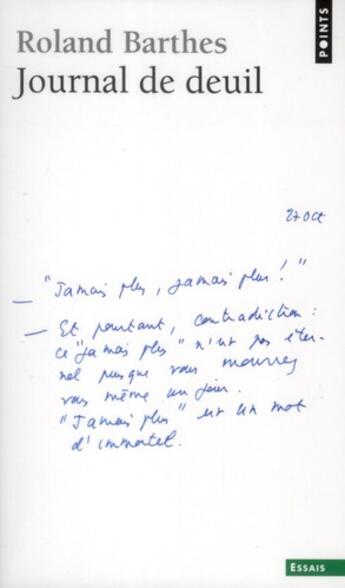 Couverture du livre « Journal de deuil » de Roland Barthes aux éditions Points