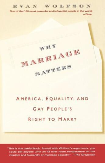 Couverture du livre « Why Marriage Matters » de Wolfson Evan aux éditions Simon & Schuster