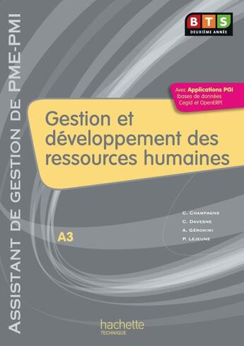 Couverture du livre « Gestion et développement des ressources humaines ; BTS 2ème année » de Davesne/Lejeune aux éditions Hachette Education