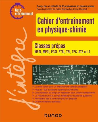 Couverture du livre « Cahier de calcul en physique-chimie - classes prepas » de Colas Bardavid aux éditions Dunod