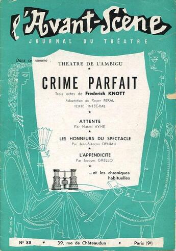 Couverture du livre « Crime parfait » de Knott Frederic aux éditions Avant-scene Theatre