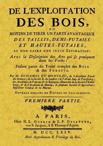 Couverture du livre « De l'exploitation des bois » de Duhamel Du Monceau aux éditions Maxtor