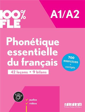 Couverture du livre « 100% FLE : Phonétique essentielle du français ; A1/A2 ; livre + didierfle.app » de Delphine Ripaud et Chaneze Kamoun aux éditions Didier