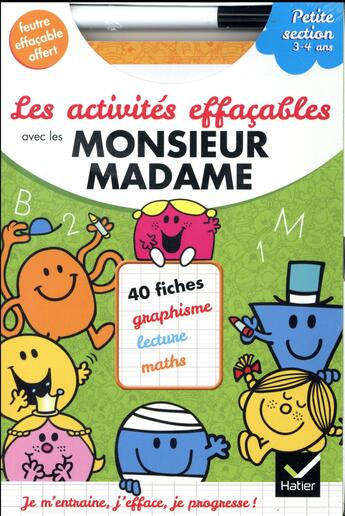 Couverture du livre « Les activites effacables avec les monsieur madame - petite section » de Mornet M-F. aux éditions Hatier