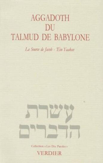 Couverture du livre « Aggadoth du talmud de Babylone » de Anonyme aux éditions Verdier