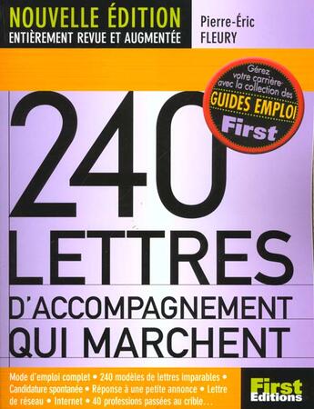 Couverture du livre « 240 Lettres D'Accompagnement Qui Marchent » de Pierre-Eric Fleury aux éditions First