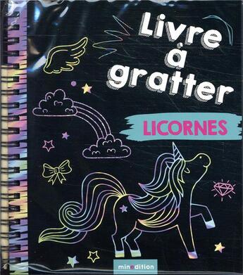 Couverture du livre « Mini livre à gratter ; licornes » de Jennifer Wilderich-Lang aux éditions Mineditions