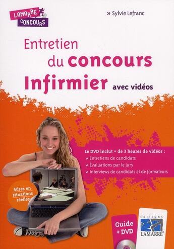 Couverture du livre « Entretien du concours infirmier avec vidéos » de Sylvie Lefranc aux éditions Lamarre