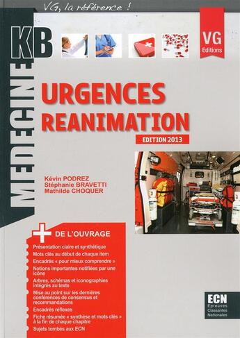 Couverture du livre « Kb urgences reanimation » de K.Podrez aux éditions Vernazobres Grego